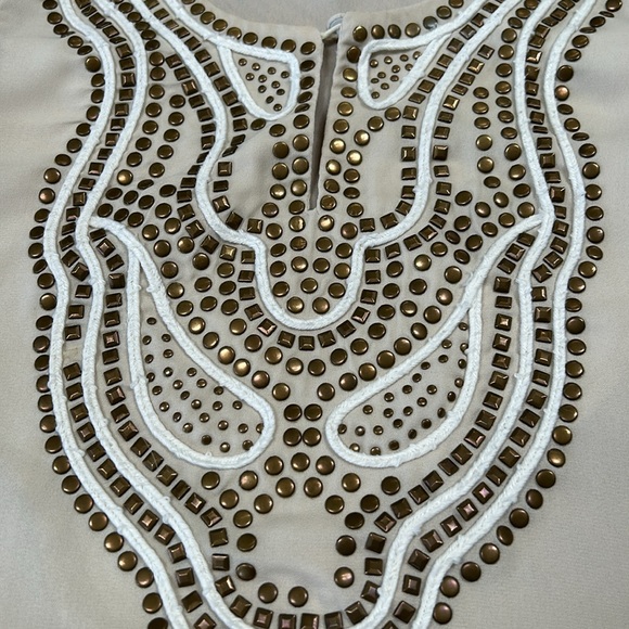 Marineblu brand cream color blouse with bronze studs. Size Medium. - Picture 3 of 9